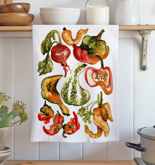 Wonky Veg Tea Towel